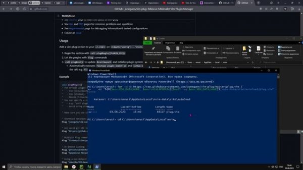 Как установить плагины на Neovim в Windows 10