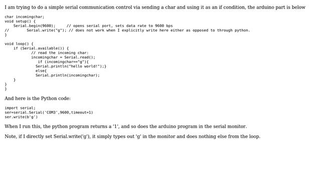Arduino: serial.write if condition смотреть онлайн