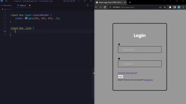 Neon Login Form Hover Effect using HTML & CSS смотреть онлайн