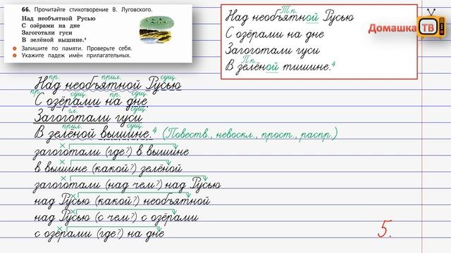 Упражнение 66 страница 32 - Русский язык (Канакина, Горецкий) - 4 класс 2 часть смотреть онлайн