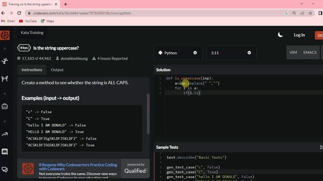 Is a string uppercase codewar смотреть онлайн