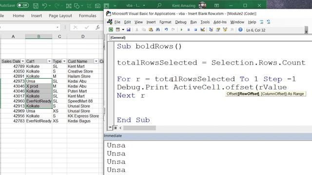Excel vba using Selection, ActiveCell object to bold rows смотреть онлайн