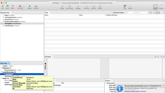 SmartGit: Creating a new branch from a feature смотреть онлайн