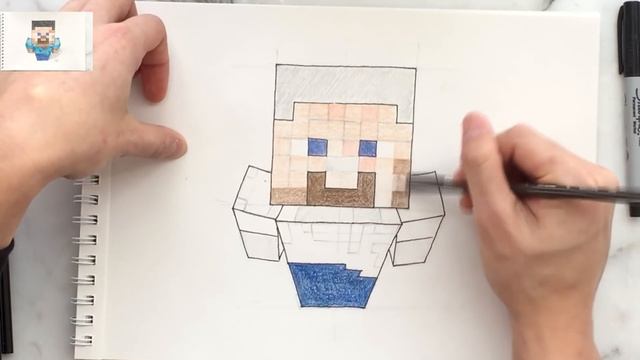 How to Draw Minecraft Steve [coloring tutorial, explained step by step] смотреть онлайн