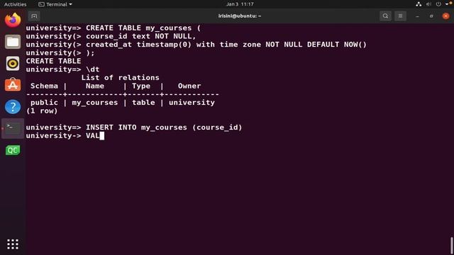 PostgreSQL: Create a Table смотреть онлайн