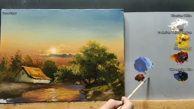 How I Paint Landscape Just By 4 Colors Oil Painting Landscape Step By Step 6 By Yasser Fayad смотреть онлайн