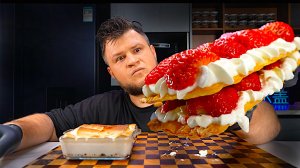 АСМР / МУКБАНГ ЛЕГКИЙ СЛИВОЧНЫЙ ДЕСЕРТ С КЛУБНИКОЙ ,ЗАПЕЧЕНЫЙ MARSHMALLOW