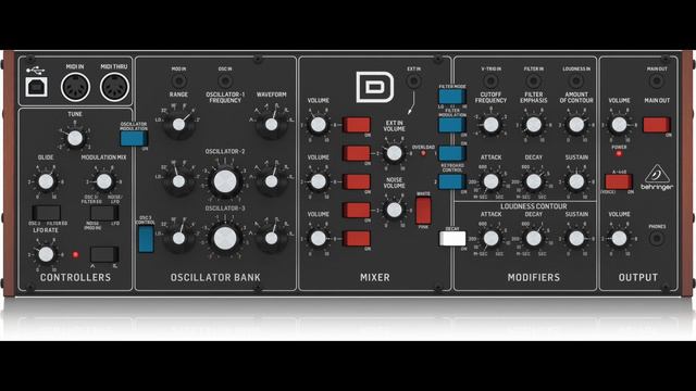 Behringer Model D demo (lead, bass, sequence) смотреть онлайн