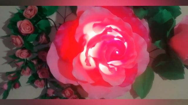 Настенное пано розовая роза с бутонами и веточками из изолона