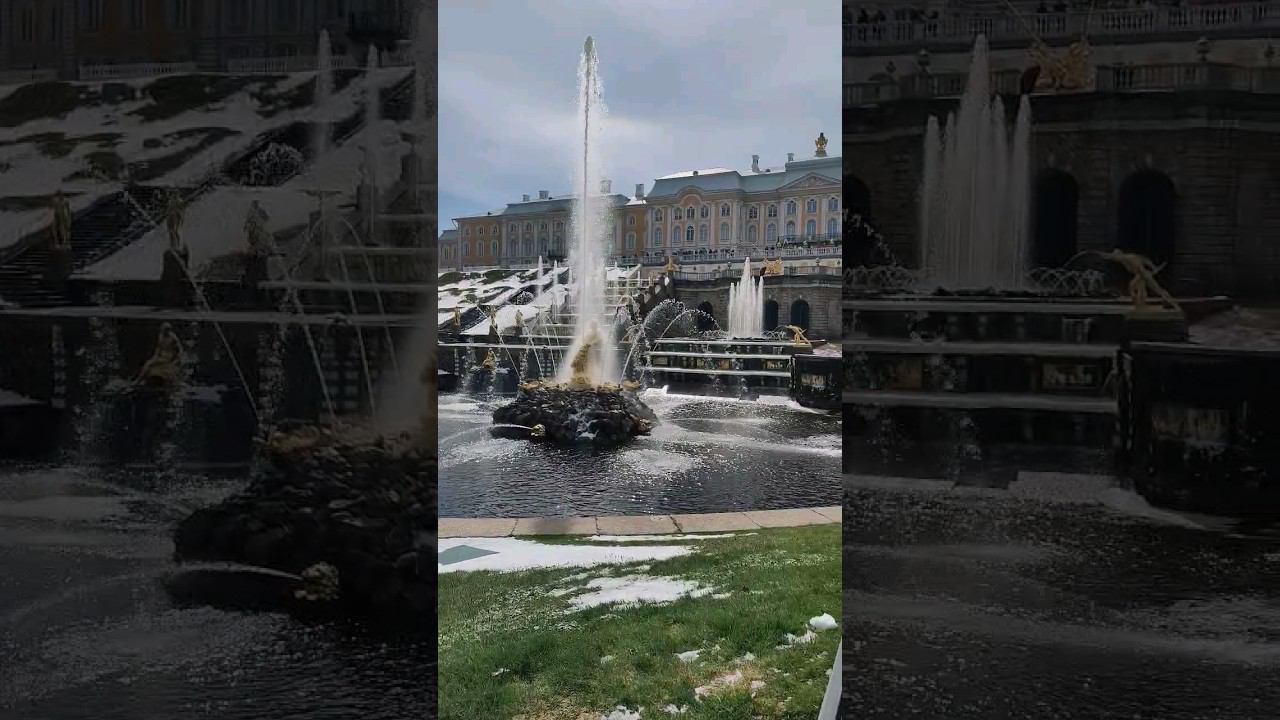 Снег и Фонтаны! Петергоф 21 апреля 2024. Красота невероятная! Куда сходить в Питере смотреть онлайн