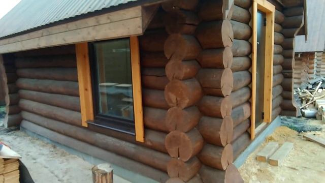 Гостевой дом 7*7 два этажа с баней 6*5/ Как построить баню/ Печь для бани из бревна/ смотреть онлайн