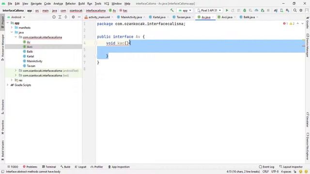 Android Mobil Programlama Dersleri Java & Kotlin #24 Java Abstract & Interface #AndroidStudio смотреть онлайн