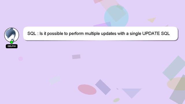 SQL : Is it possible to perform multiple updates with a single UPDATE SQL statement? смотреть онлайн