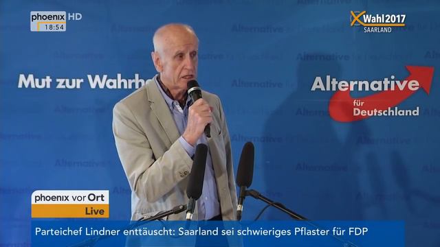 LTW Saarland: Albrecht Glaser zu Hochrechnungen am 26.03.2017 смотреть онлайн