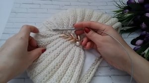 Круглая чалма спицами, описание