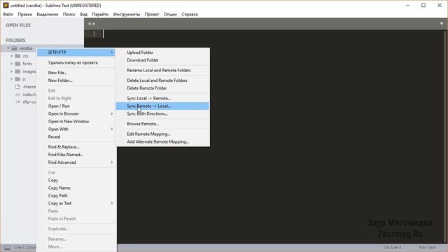 Установка и настройка плагина SFTP в Sublime Text смотреть онлайн