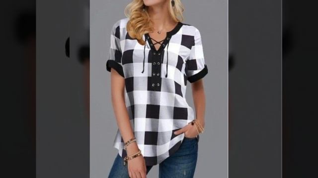 Very Stylish Check Print Top & Blouses Style