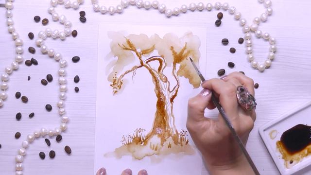 Как рисовать дерево кофейными красками смотреть онлайн