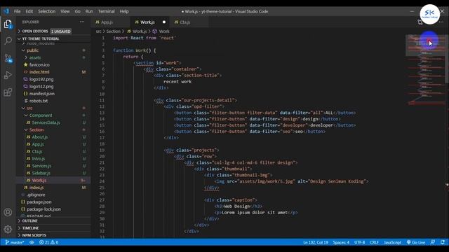 React JS Tutorial #PART_6 - Convert HTML Template to React JS Section WORK смотреть онлайн