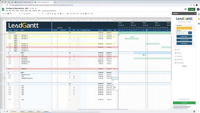 Milestones, Risks & Highlights - Google Sheets Gantt Chart смотреть онлайн