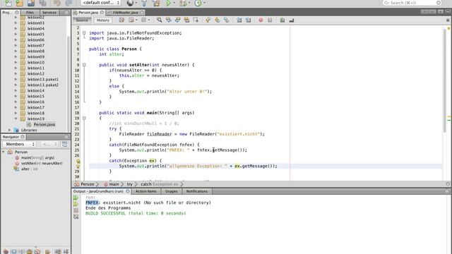 Java Tutorial - 19 - Exceptions German смотреть онлайн
