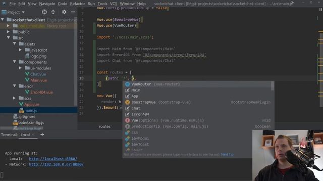 Project: SocketChat - Part 16: Vue-router to support multi pages for chat users смотреть онлайн