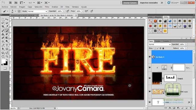Tutorial Photoshop CS5 Extended Videomontaje Texto de Fuego Real смотреть онлайн