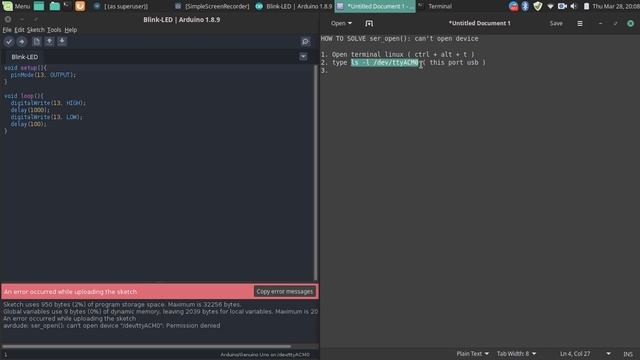 Arduino IDE error: ser_open(): can't open device "/dev/ttyACM0": Permission denied смотреть онлайн