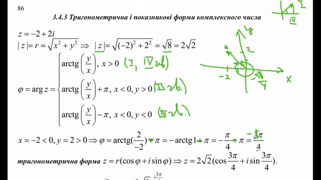 Знаходження модуля та аргумента комплексного числа смотреть онлайн