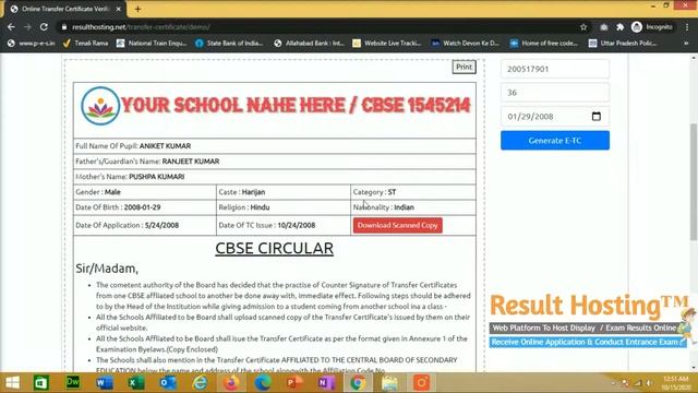 Online School Transfer Certificate Verification & E-TC Maker & Generator Software | +91 8808498469 смотреть онлайн