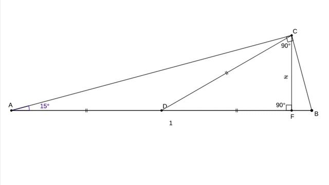 Прямоугольный треугольник с углом в 15 градусов № 8 смотреть онлайн