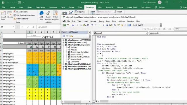 Book every second Monday of each month off in Excel смотреть онлайн