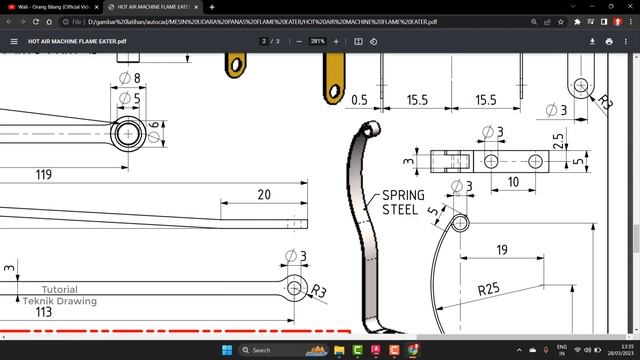 AutoCAD Mechanical Drawing komponen CYLINDER STRAP 20 and CAM FOLLOWER 21 Part 10 смотреть онлайн