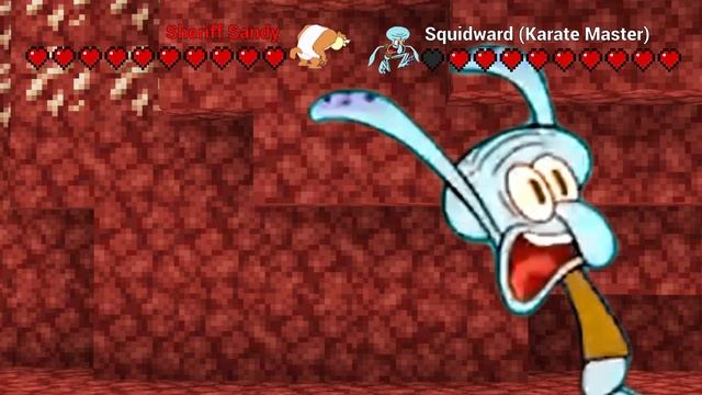 Speedrunner Master Squidward VS 11 Hunters: Sheriff Sandy & 10 Squidward Zombies