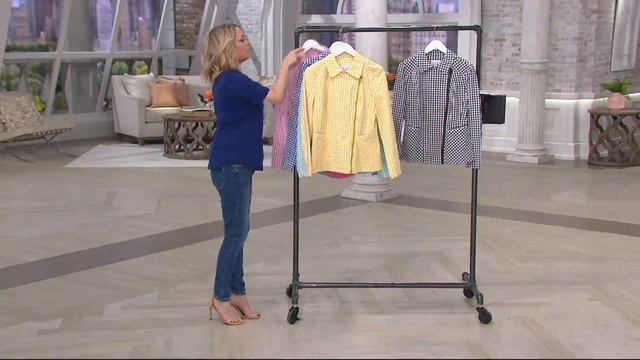 Isaac Mizrahi Live! Gingham Peplum Motorcycle Jacket on QVC смотреть онлайн