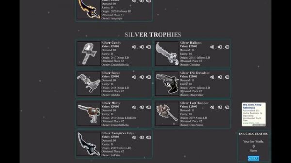 Mm2 TROPHY REWARDS on the mm2 value list???