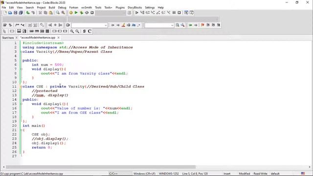 Public, private, protected access mode of inheritance in OOP with c++ смотреть онлайн
