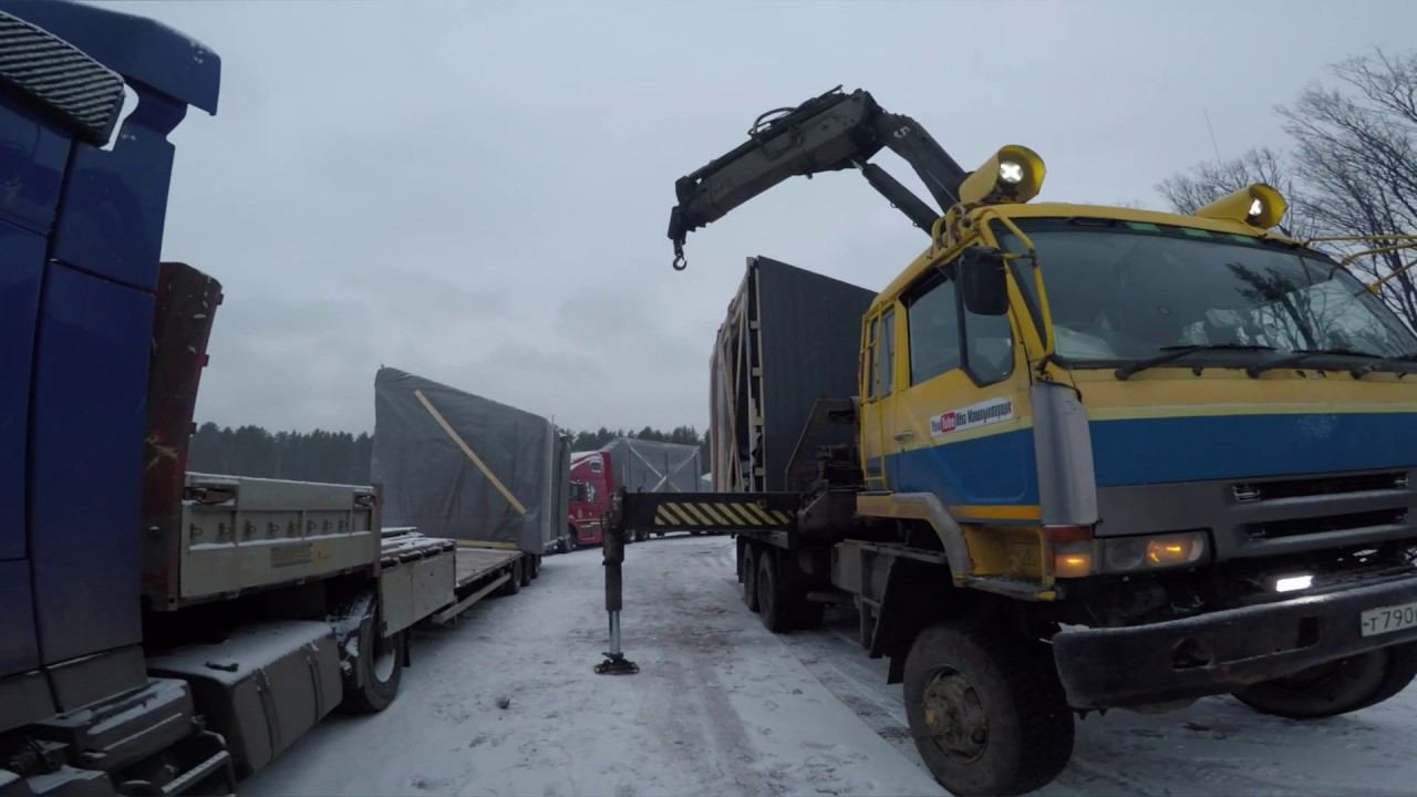 Полноприводный манипулятор.Монтаж модульного дома