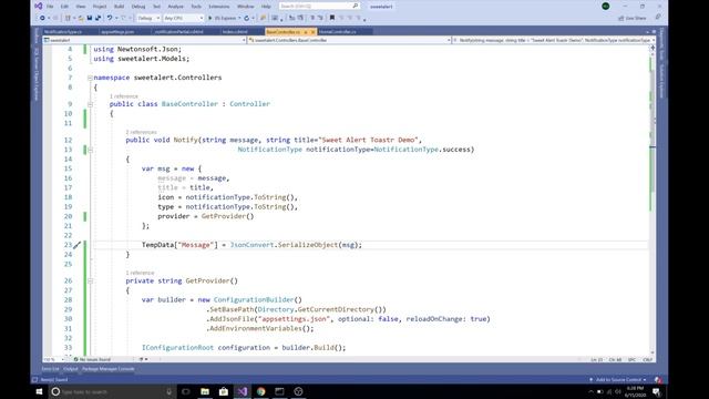 Using sweetalert/toastr javascript library in Asp.Net Core MVC смотреть онлайн