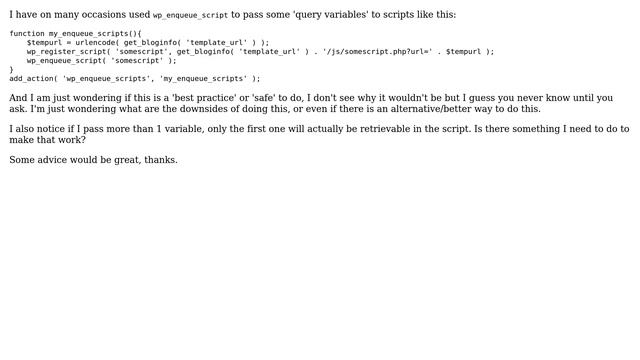 Wordpress: Is it recommended to pass some data to scripts in `wp_enqueue_scripts`? смотреть онлайн
