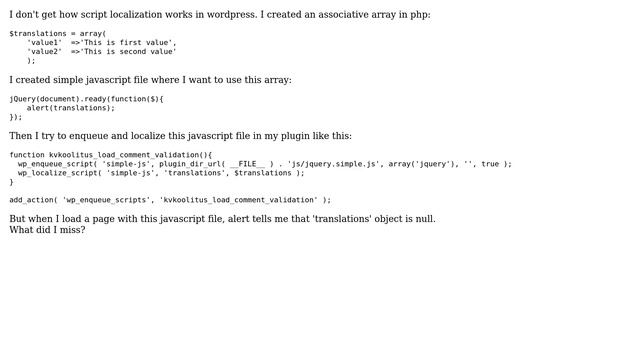 Wordpress: Script Localization doesn't work смотреть онлайн