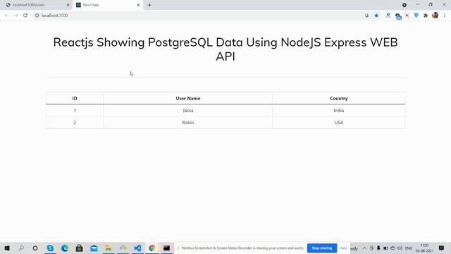 Reactjs Showing PostgreSQL Data Using NodeJS Express WEB API смотреть онлайн