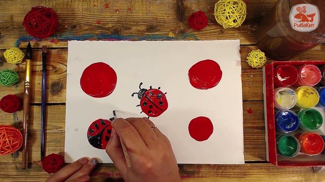 Рисуем БОЖЬЮ КОРОВКУ / простые рисунки красками для детей смотреть онлайн