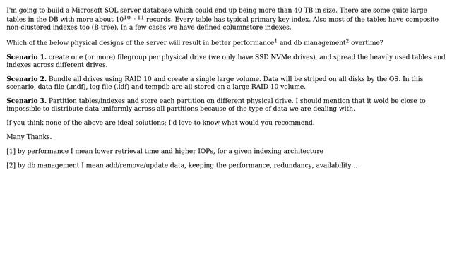 MSSQL database physical design: RAID or spreading filegroups across different physical drives? смотреть онлайн