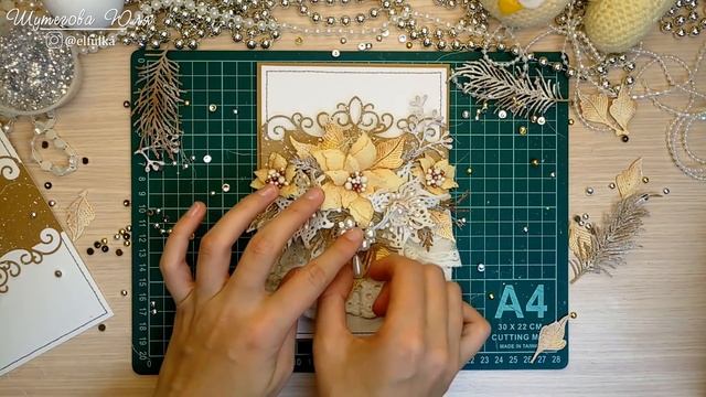 НОВОГОДНЯЯ ОТКРЫТКА своими руками/ Скрапбукинг /Tutorial Scrapbooking Christmas Card with flowers смотреть онлайн