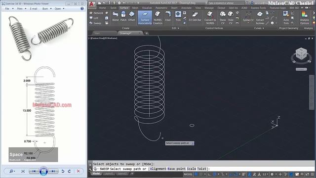 Autocad Tutorial 3D Spring Design Modeling Tutorial Practice Exercise 50 смотреть онлайн