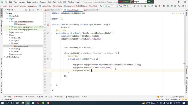 Popup menu create in android studio full tutorial смотреть онлайн