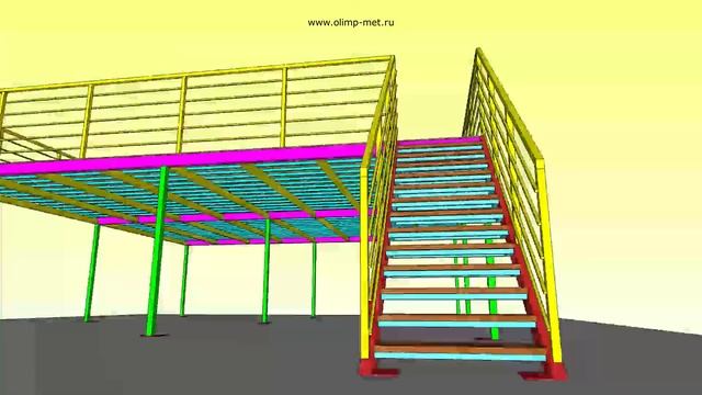 Антресольный этаж / Мезонин / Второй ярус / Межэтажное перекрытие / Лестница - на Металлокаркасе. смотреть онлайн