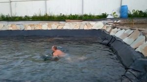 Плавательный пруд на даче с био-плато, часть 6. Водопады и растения