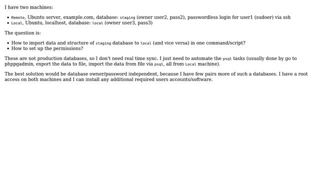 DevOps & SysAdmins: Import remote postgresql database via ssh? смотреть онлайн